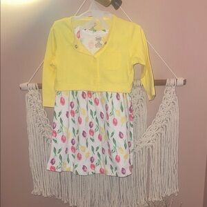 Carter's Yellow Cardigan with Floral Dress